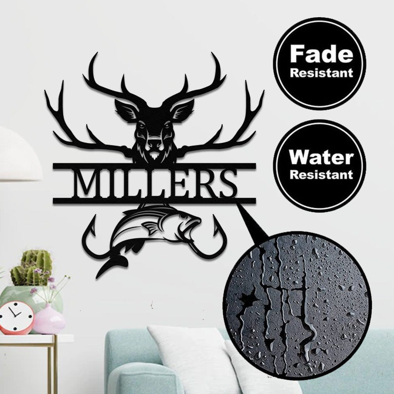 Personalized Deer Hunting Head Monogram Name Metal Sign, Metal