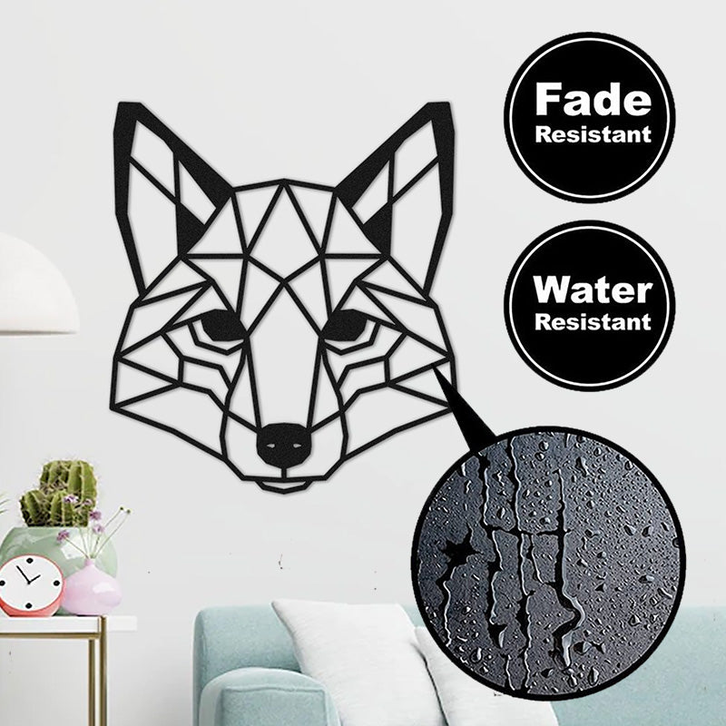 Geometric Fox Metal Wall Art for Home Decor